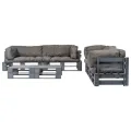 Salon palette de jardin 6 pcs avec coussins gris bois