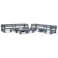 Salon palette de jardin 6 pcs avec coussins gris bois