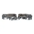 Salon palette de jardin 6 pcs avec coussins gris bois