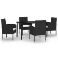 Ensemble à manger de jardin 5 pcs Noir