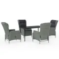 Ensemble à manger de jardin 5 pcs Gris clair