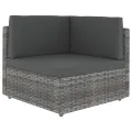 Salon de jardin 4 pcs avec coussins Gris Résine tressée
