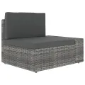 Salon de jardin 4 pcs avec coussins Gris Résine tressée