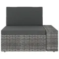 Salon de jardin 4 pcs avec coussins Gris Résine tressée