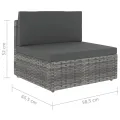 Salon de jardin 4 pcs avec coussins Gris Résine tressée