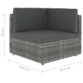 Salon de jardin 4 pcs avec coussins Gris Résine tressée