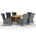 Ensemble à manger de jardin 7 pcs Gris clair