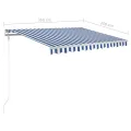Auvent manuel rétractable avec poteaux 3,5x2,5 m Bleu et blanc