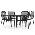 Ensemble à manger de jardin 7 pcs Noir