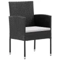 Ensemble à manger de jardin coussins 5pcs Noir Résine tressée