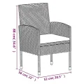 Ensemble à manger de jardin coussins 5pcs Noir Résine tressée