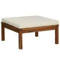 Salon de jardin 9 pcs avec coussin crème Bois d'acacia solide
