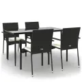 Ensemble à manger de jardin coussins 5pcs Noir Résine tressée