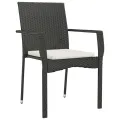 Ensemble à manger de jardin coussins 5pcs Noir Résine tressée