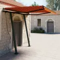 Auvent manuel rétractable avec poteaux 3,5x2,5 m Orange/marron