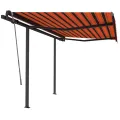 Auvent manuel rétractable avec poteaux 3,5x2,5 m Orange/marron