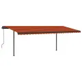 Auvent manuel rétractable avec poteaux 3,5x2,5 m Orange/marron