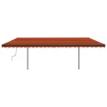 Auvent manuel rétractable avec poteaux 3,5x2,5 m Orange/marron
