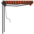 Auvent manuel rétractable avec poteaux 3,5x2,5 m Orange/marron