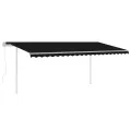 Auvent rétractable automatique avec poteaux 5x3 m Anthracite