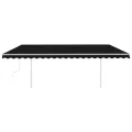 Auvent rétractable automatique avec poteaux 5x3 m Anthracite