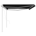 Auvent rétractable automatique avec poteaux 5x3 m Anthracite