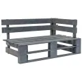 Salon de jardin palette 4pcs avec coussins Pin imprégné de gris