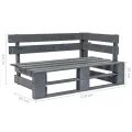 Salon de jardin palette 4pcs avec coussins Pin imprégné de gris