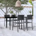 Ensemble à manger de jardin 5 pcs Noir