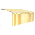 Auvent rétractable manuel avec store 3,5x2,5 m Jaune et blanc