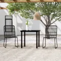 Ensemble à manger de jardin 3 pcs Noir