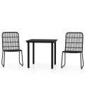 Ensemble à manger de jardin 3 pcs Noir