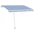 Auvent manuel rétractable sur pied 350x250 cm Bleu/blanc