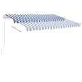 Auvent manuel rétractable sur pied 350x250 cm Bleu/blanc