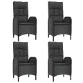Ensemble à manger de jardin coussins 5pcs Noir Résine tressée