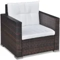 Salon de jardin 6 pcs avec coussins Résine tressée Marron