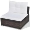 Salon de jardin 6 pcs avec coussins Résine tressée Marron