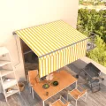 Auvent rétractable automatique avec store 3x2,5m Jaune et blanc