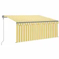 Auvent rétractable automatique avec store 3x2,5m Jaune et blanc