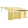 Auvent manuel rétractable avec store LED 3x2,5 m Jaune et blanc