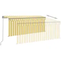 Auvent manuel rétractable avec store LED 3x2,5 m Jaune et blanc