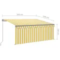 Auvent manuel rétractable avec store LED 3x2,5 m Jaune et blanc