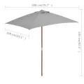 Parasol d'extérieur avec mât en bois 150x200 cm anthracite