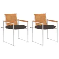 Chaises de jardin avec coussins lot de 2 Acacia solide et acier
