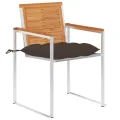 Chaises de jardin avec coussins lot de 2 Acacia solide et acier