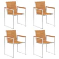 Chaises de jardin lot de 4 avec coussins Bois d'acacia massif