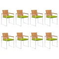 Chaises de jardin lot de 8 avec coussins Bois d'acacia solide