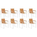 Chaises de jardin lot de 8 avec coussins Bois d'acacia solide