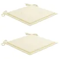 Ensemble de bistro 3pcs avec coussins crème Bois de teck massif