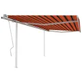 Auvent manuel rétractable avec poteaux 4x3 m Orange et marron
